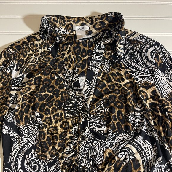 Cache Leopard Print Paisley  Top S - Picture 3 of 13